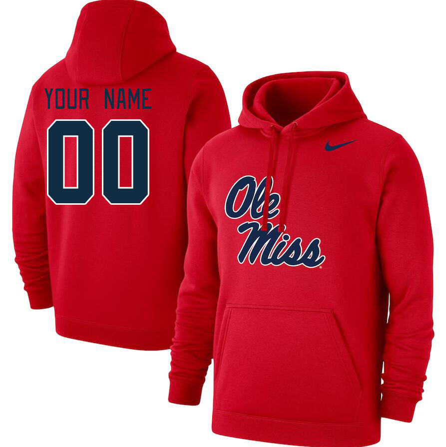Custom Ole Miss Rebels Name And Number College Hoodie-Red